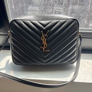 Lou Medium YSL Camera Bag with Pocket in Quilted Leather